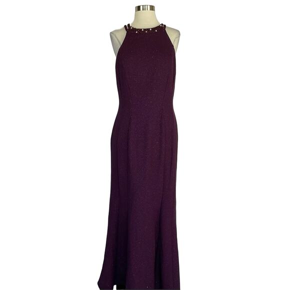 Nightway Women's Formal Dress Size 8 Burgundy Red Beaded Sleeveless Long Gown - Picture 1 of 11